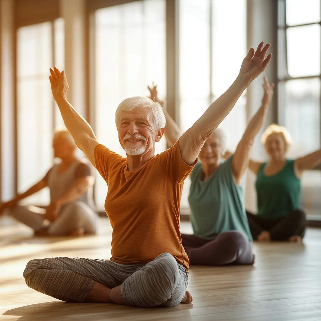Активні та щасливі літні люди, що займаються фітнесом